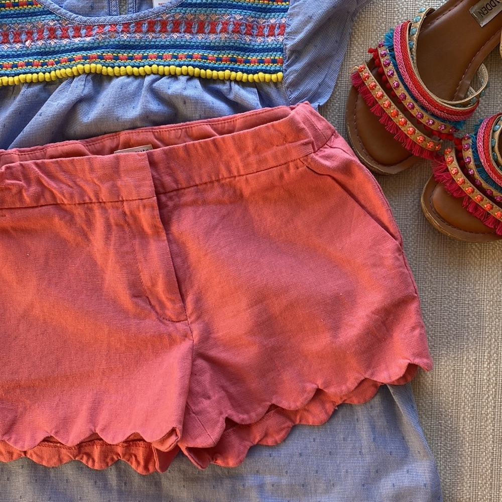 CREWCUTS Pink Scalloped Hem Shorts with Pockets